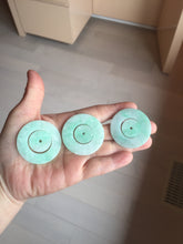 Load image into Gallery viewer, 38-39mm Type A 100% Natural sunny green/white Jadeite Jade concentric circle safety Guardian ring Pendant (子母扣,同心环) PC2
