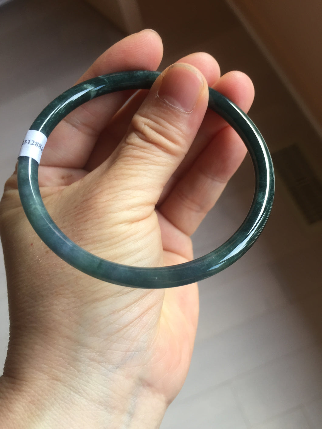 60mm Certified Type A 100% Natural dark green/purple/blue/gray Guatemala slim round cut Jadeite bangle PA154-8845