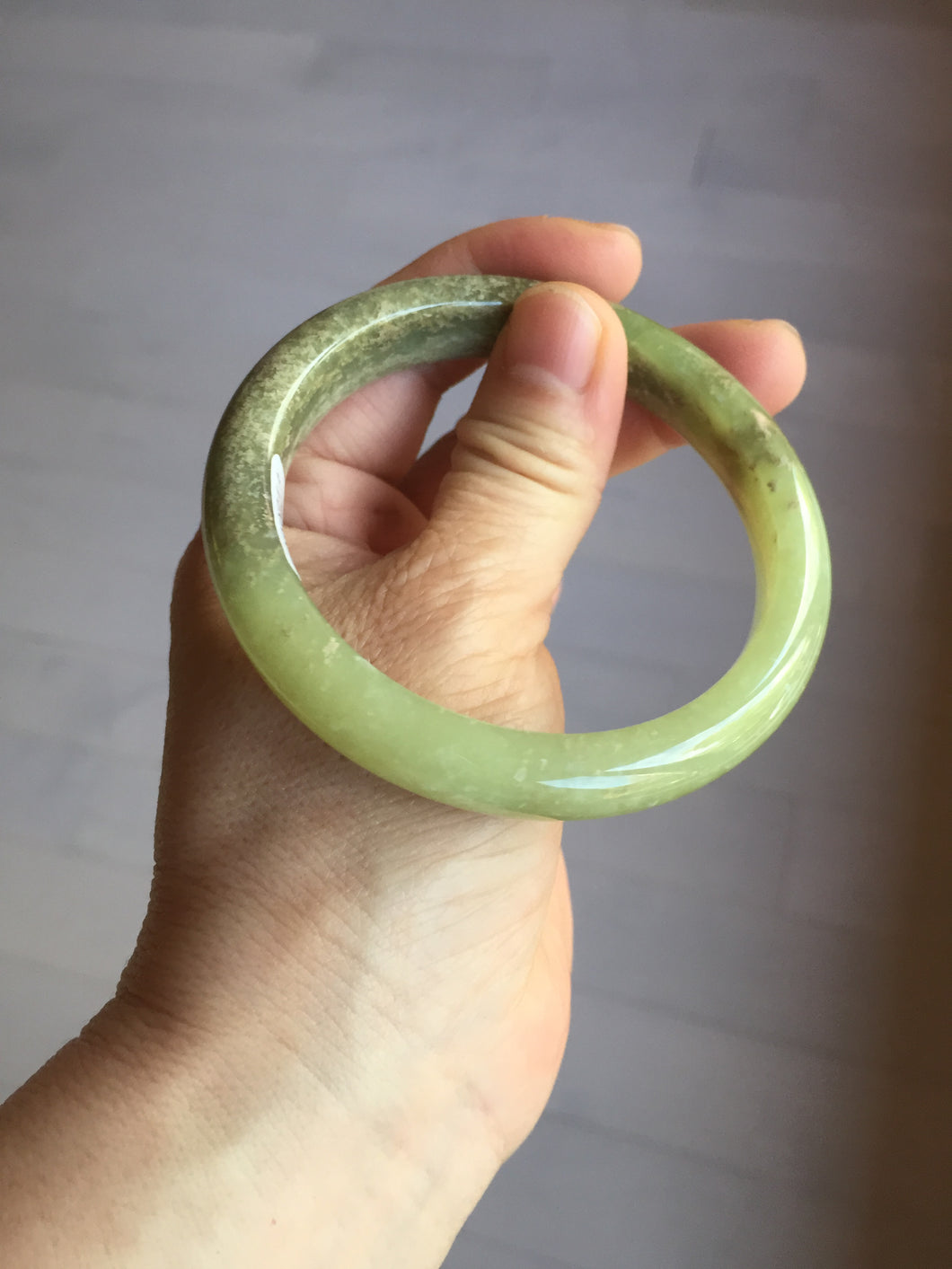 58.4mm certified Type A 100% Natural yellow/brown flying dandelions nephrite Hetian Jade bangle HF80-0469