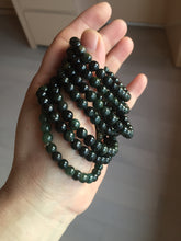 Load image into Gallery viewer, 5.5-6mm 100% natural type A dark green/black jadeite jade beads bracelet group BL132
