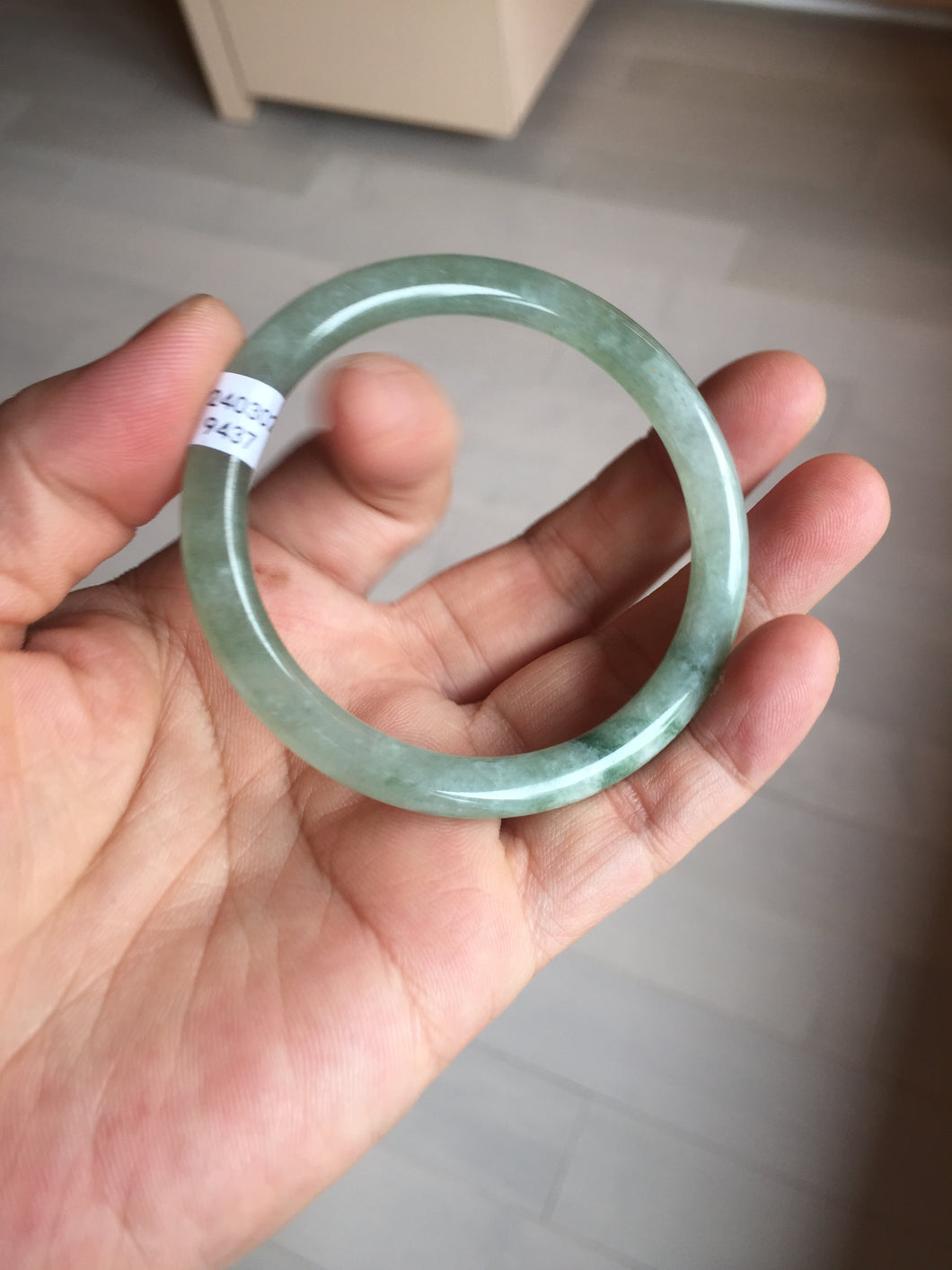 51.8mm certified 100% natural Type A icy watery green slim jadeite jade bangle BL112-9437