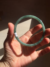 Load image into Gallery viewer, 61.5mm Certified Type A 100% Natural light green/blue/gray Guatemala slim round cut Jadeite bangle BP218-3809
