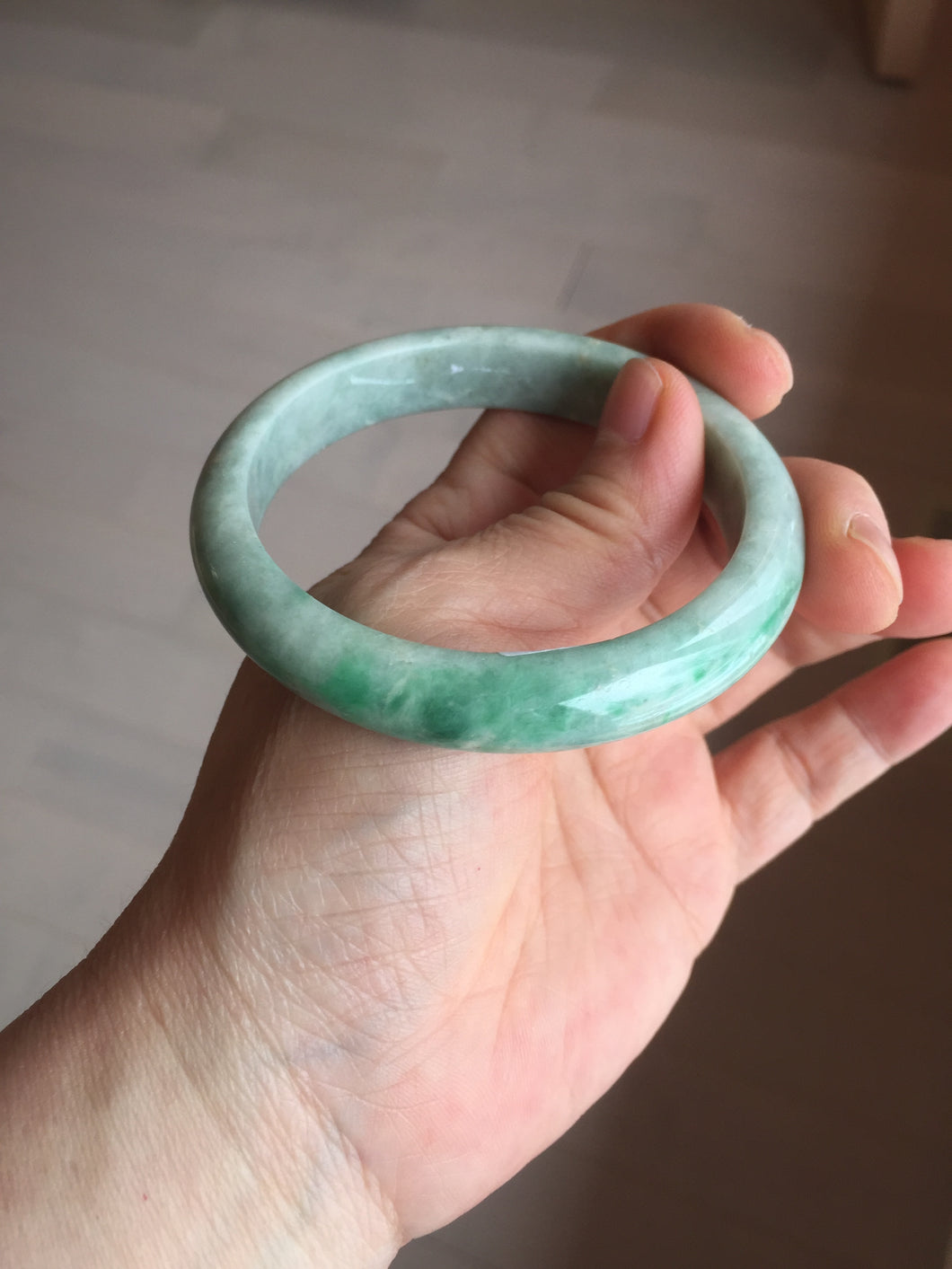 57mm Certified Type A 100% Natural sunny green yellow Jadeite Jade bangle BS27-4418