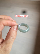 Load image into Gallery viewer, 100% natural type A green/black (青花乌鸡芝麻糊) jadeite jade band ring AE57
