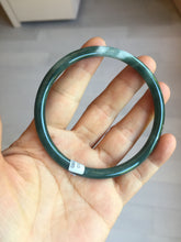 Load image into Gallery viewer, 63mm Certified Type A 100% Natural deep sea dark green/blue/black slim round cut Guatemala Jadeite bangle PC50-2063
