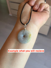 Load image into Gallery viewer, 24-25mm Type A 100% Natural light purple/yellow/white Jadeite Jade Safety Guardian Button donut Pendant/worry stone group BM54
