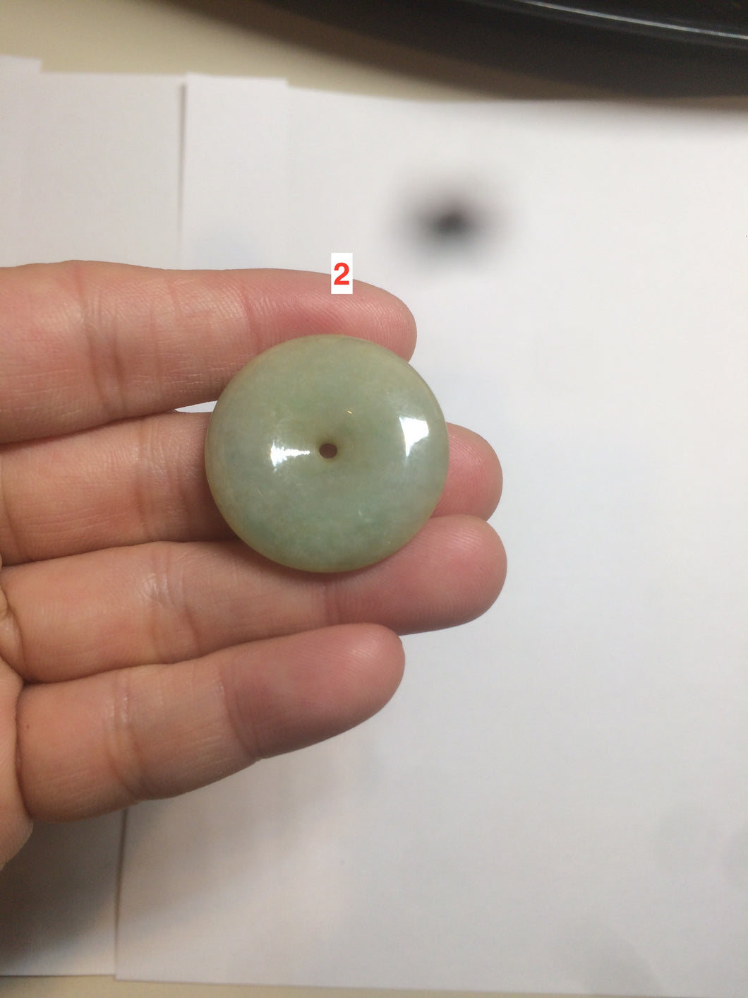 Type A 100% Natural icy green/yellow Jadeite Jade safety Guardian donut Pendant group A123