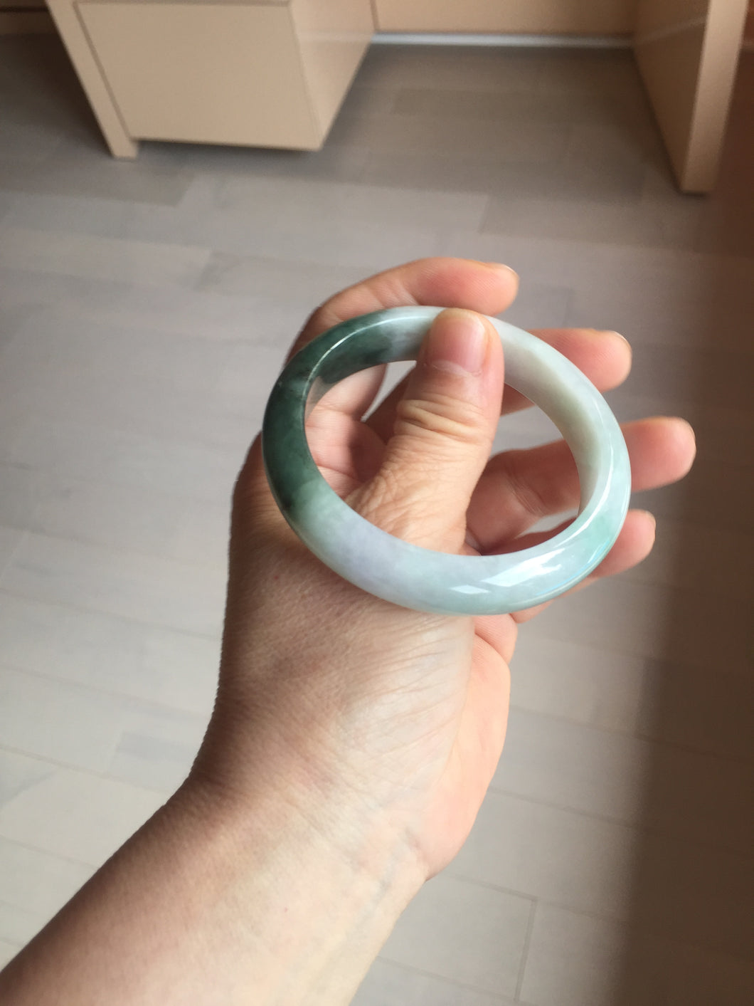 54.6mm certified 100% natural oily dark green purple jadeite jade bangle pendnat set PA114-9119
