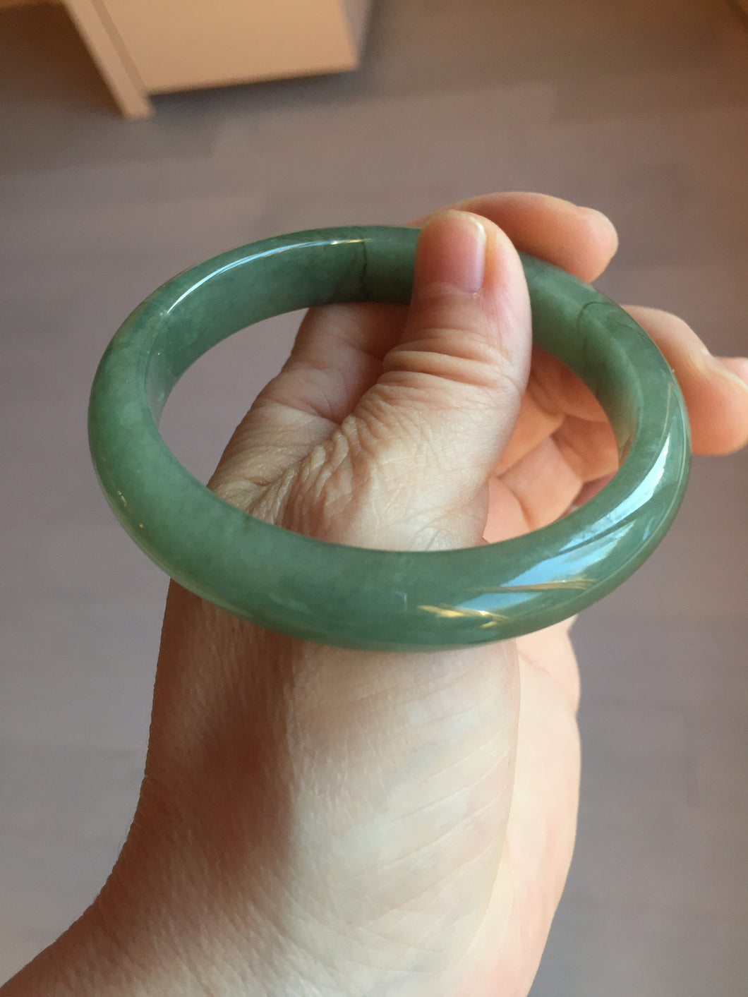 57.7mm certified Type A 100% Natural oliy dark green/black Jadeite Jade bangle BL121-9425