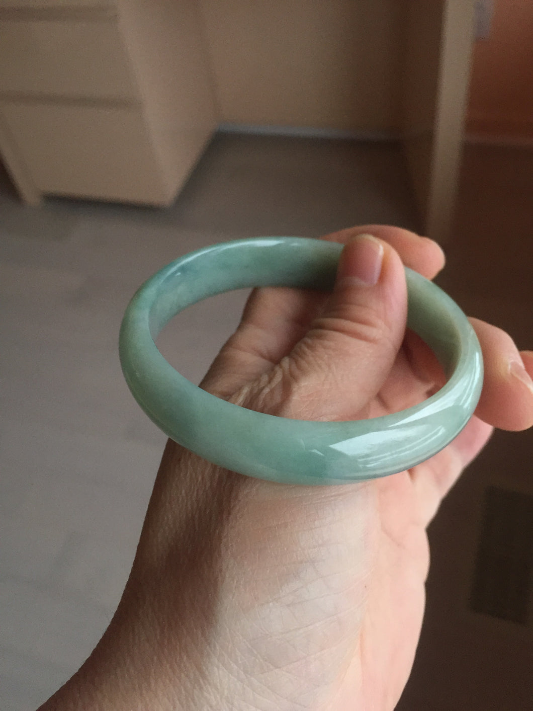 58.4mm certificated Type A 100% Natural dark green Jadeite Jade bangle AJ75-8581