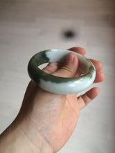 Load image into Gallery viewer, 54.8mm certified type A 100% Natural oily dark green/white(半山半水) chubby Jadeite Jade bangle C82-4436
