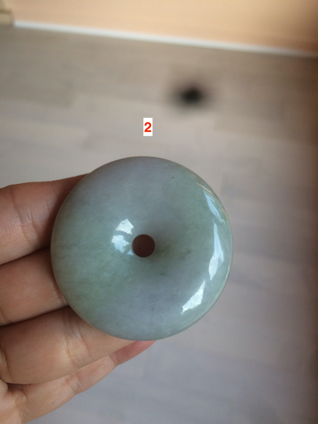 100% Natural sunny green/purple jadeite Jade Safety Guardian Button(donut) Pendant/worry stone AZ75