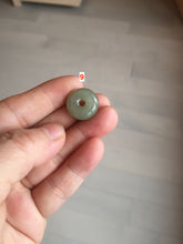 Load image into Gallery viewer, 14.5-16.4mm Type A 100% Natural icy watery light green white gray Jadeite Jade Safety Guardian Button donuts Pendant group AU80
