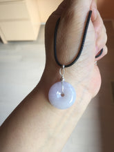 Load image into Gallery viewer, Type A 100% Natural light purple white Jadeite Jade Safety Guardian Button donuts Pendant group BP55
