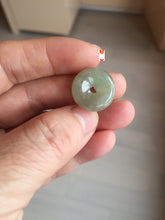 Load image into Gallery viewer, 16-20mm Type A 100% Natural icy watery light green white gray Jadeite Jade Safety Guardian Button donuts Pendant group AU81
