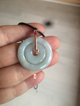 Load image into Gallery viewer, 27mm Type A 100% Natural icy light green Jadeite Jade concentric circle safety Guardian ring Pendant (子母扣,同心环) AX38

