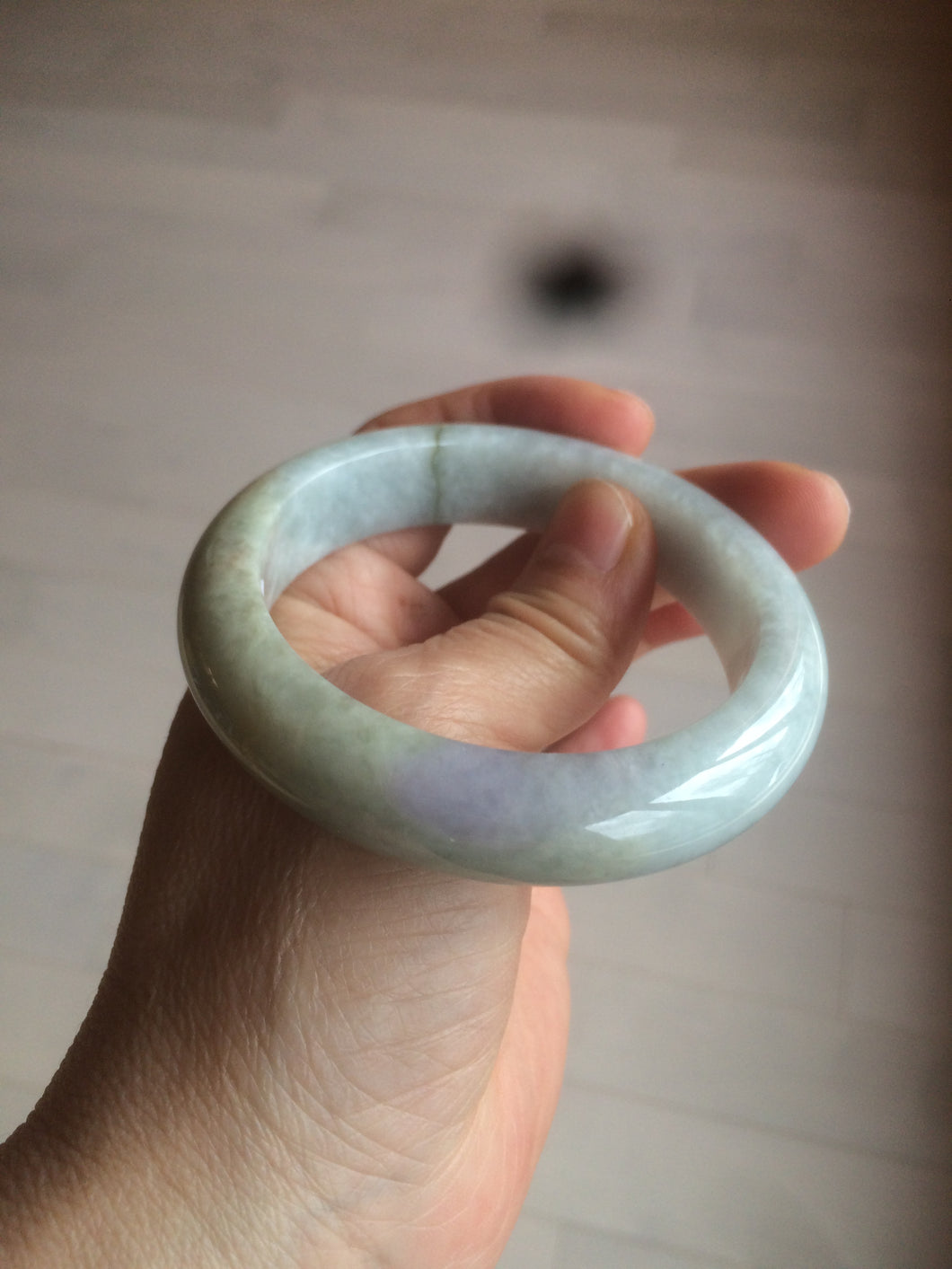 54.8mm  certified type A 100% Natural green/yellow/purple(FU LU SHOU) jadeite jade bangle M82-2114