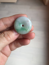 Load image into Gallery viewer, 27.8/6.1mm Type A 100% Natural sunny green light purple red Jadeite Jade Safety Guardian Button donuts Pendant group BP108
