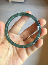 Load image into Gallery viewer, 56.5mm Certified Type A 100% Natural icy watery deep sea dark green/blue/gray/black Guatemala slim round cut Jadeite bangle PC92-3374
