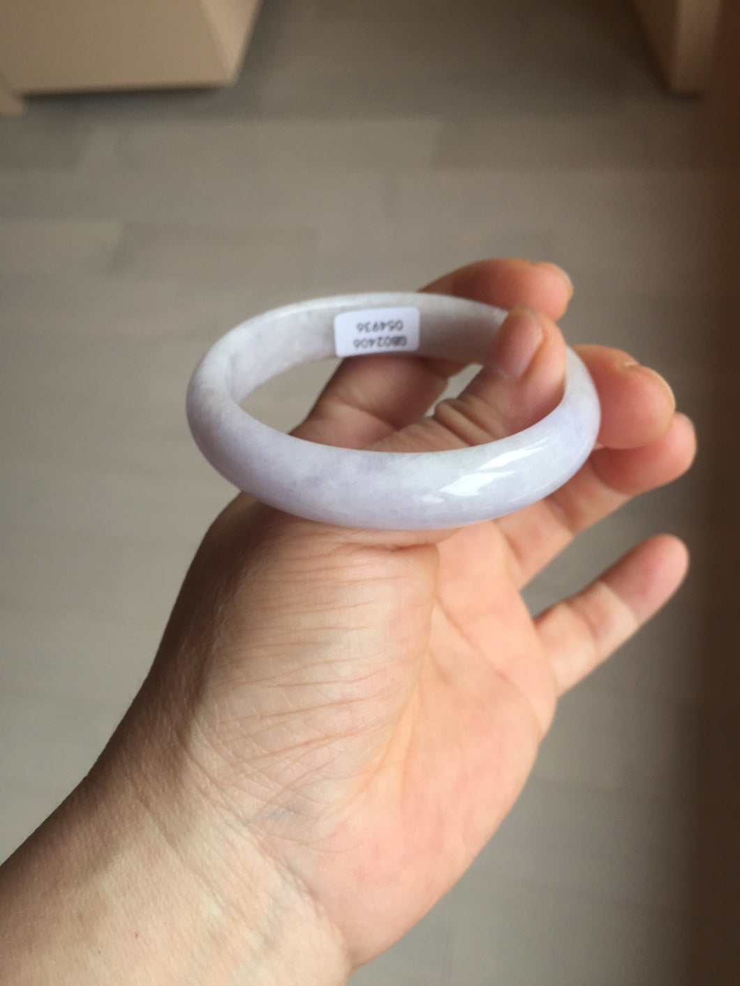 50mm certified Type A 100% Natural purple white oval Jadeite Jade bangle BQ74-4936