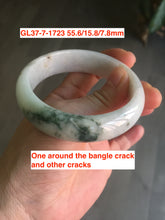 Load image into Gallery viewer, Sale! Type A 100% Natural light green/white chubby Jadeite Jade bangle with defects group GL37
