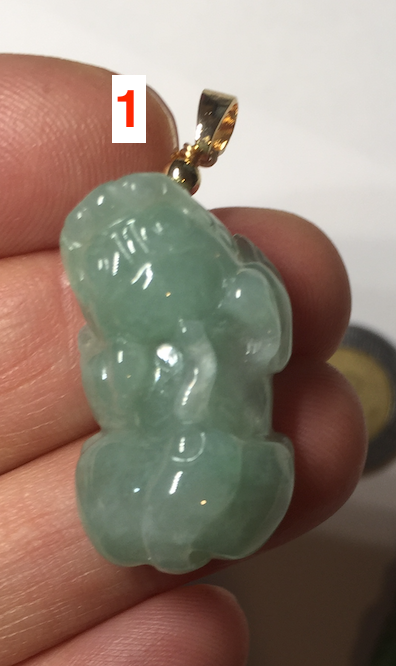100% natural type A sunny green jadeite jade 3D PiXiu (貔貅) pendant group AX150