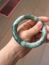 Load image into Gallery viewer, 59.5mm certified Type A 100% Natural dark green brown chubby round cut Jadeite Jade bangle BK141-5309
