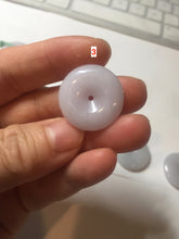 Load image into Gallery viewer, 22.3-26.6mm Type A 100% Natural light purple white Jadeite Jade Safety Guardian Button donuts Pendant BF136
