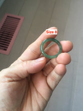 Load image into Gallery viewer, 100% natural type A ice watery dark green/gray/black(冰油青) jadeite jade band ring AU83
