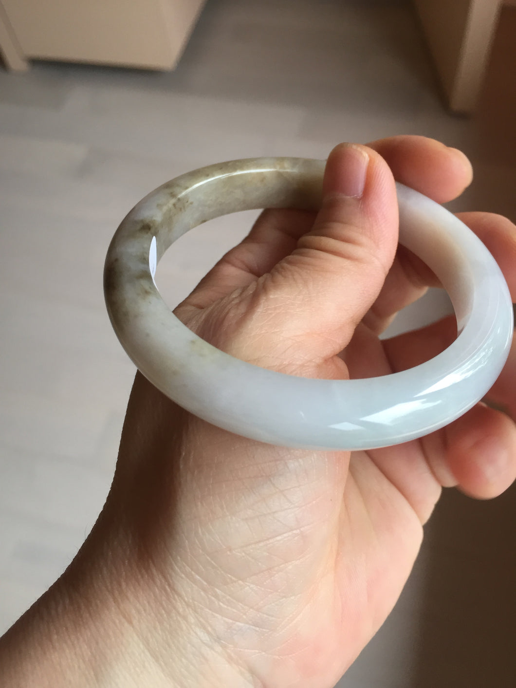 57.2mm Certified Type A 100% Natural icy watery white purple black brown Jadeite Jade bangle H154-7049