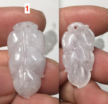 Load image into Gallery viewer, 100% natural type A icy watery white purple green jadeite jade  leaf pendant group F157
