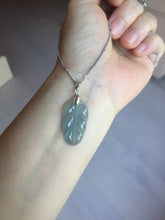 Load image into Gallery viewer, 100% natural type A icy watery light green blue gray Guatemala jadeite leaf pendant PD5
