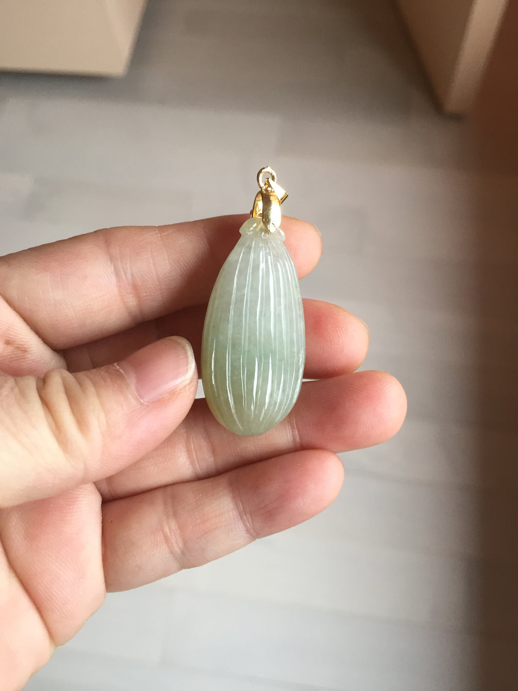 100% Natural type A light green/gray candied dates Jadeite Jade pendant AX155