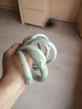 Load image into Gallery viewer, 53-57mm Type A 100% Natural light green/white Jadeite Jade bangle (with defects) group GL15
