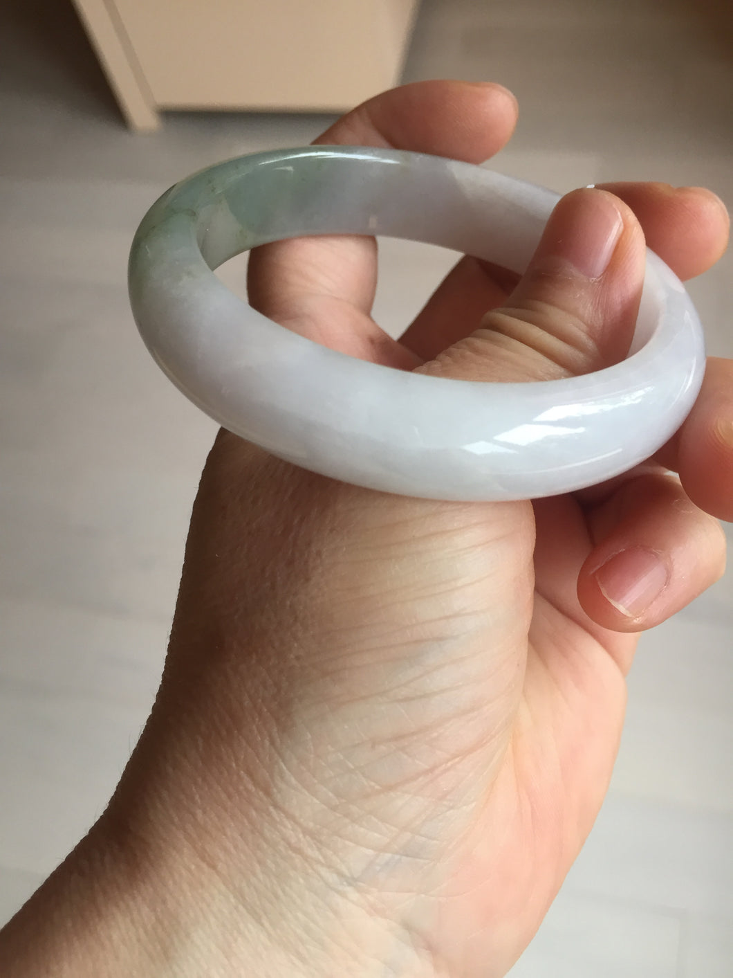 57.5mm certified Type A 100% Natural dark green purple white Jadeite Jade bangle Y158-3015