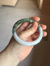 Load image into Gallery viewer, 57.4mm certified Type A 100% Natural dark green gray black white two tone(半山半水) Jadeite Jade bangle PB205-3354
