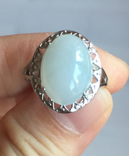 Load image into Gallery viewer, 100% natural type A white four-prong jadeite jade ring BP138
