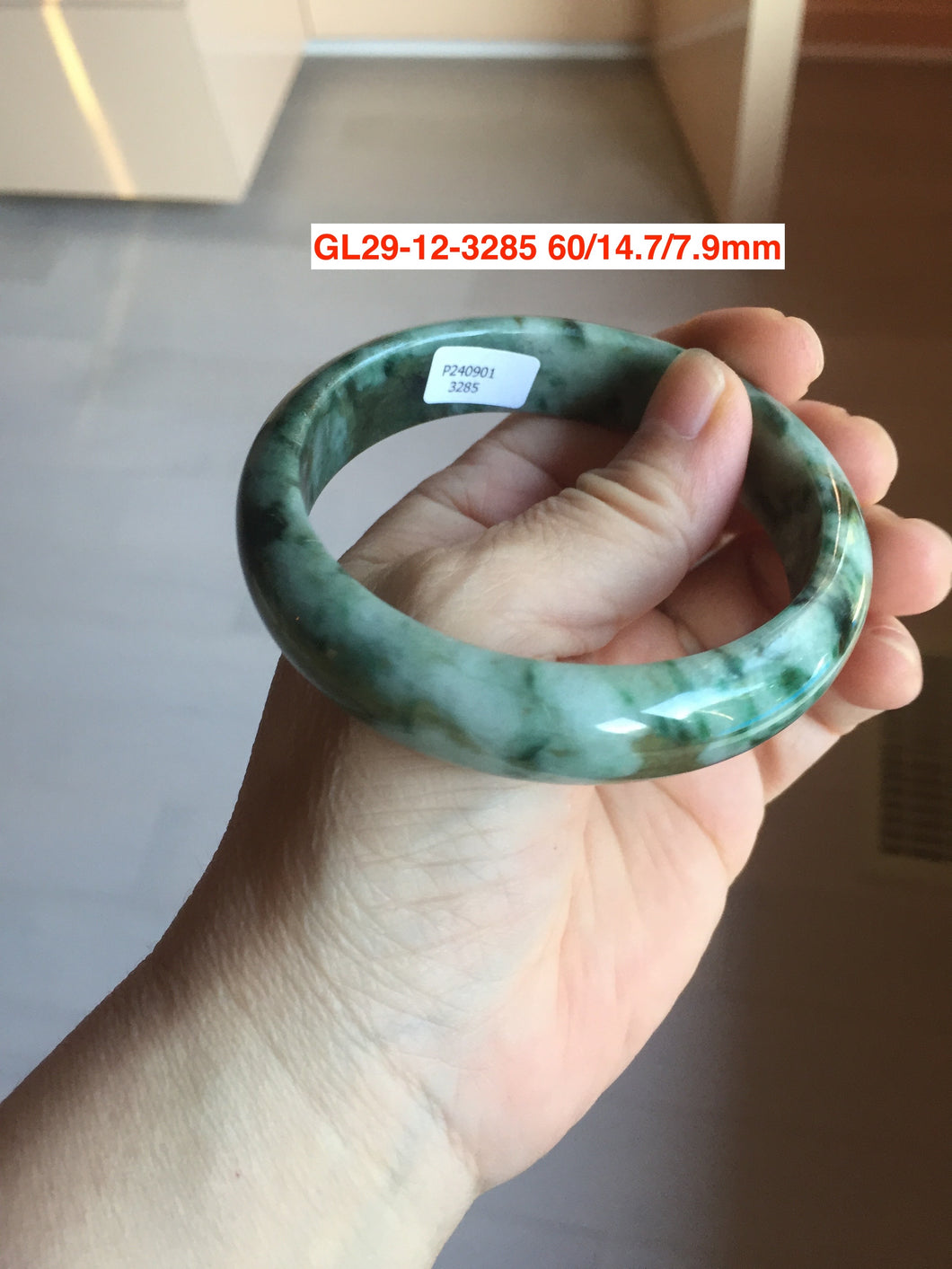 53-62mm Certified type A 100% Natural deep mottled green green/yellow/brown jungle camouflage color Jadeite bangle group GL29