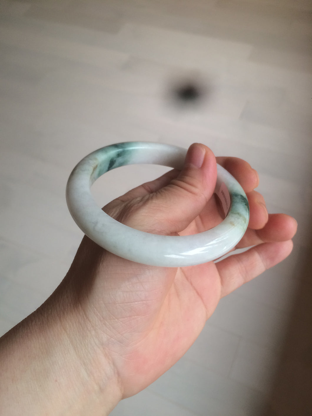 59mm Certified 100% natural Type A green/white jadeite jade bangle AX99-4384