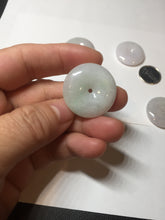 Load image into Gallery viewer, 23-26mm Type A 100% Natural light purple green yellow white Jadeite Jade Safety Guardian Button donuts Pendant group BP65
