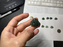 Load image into Gallery viewer, 100% Natural type A ict watery dark green(老油青) happy Buddha jadeite pendant 178

