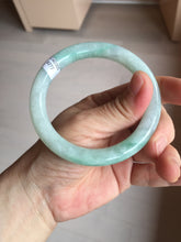 Load image into Gallery viewer, 56.5mm 100% natural type A white/sunny green round cut jadeite jade bangle BL109
