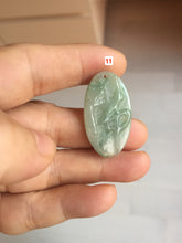 Load image into Gallery viewer, 100% Natural type A light green safe and sound pendant with the carved hieroglyph of &quot;Buddha&quot; jadeite Jade pendant group B99
