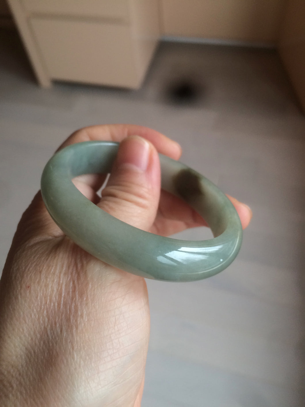 50mm certified 100% natural Type A dark green/black oval jadeite jade bangle AM84-2870