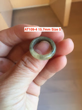 Load image into Gallery viewer, 100% natural type A ice watery black/brow/gray (Wu ji, 冰乌鸡) Chinese ink painting(水墨) jadeite jade band ring AT109
