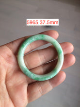 Load image into Gallery viewer, 35-38mm Type A 100% Natural sunny green/white Jadeite Jade kids bangle /scarf button group BF100
