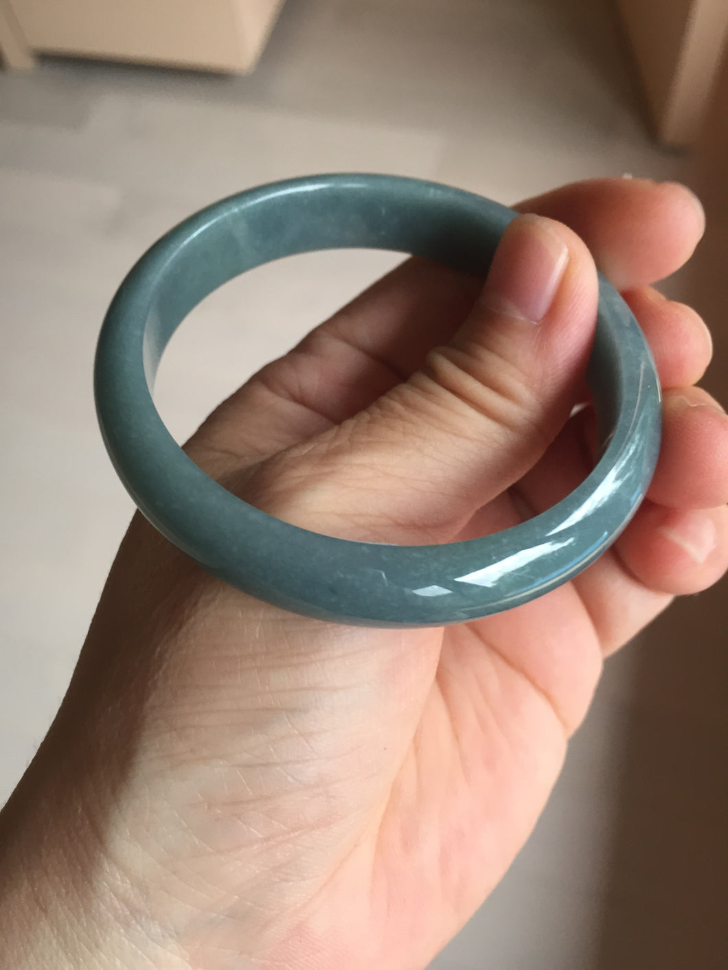 54mm Certified Type A 100% Natural dark green/light blue/gray/black Guatemala Jadeite bangle BQ31-1432