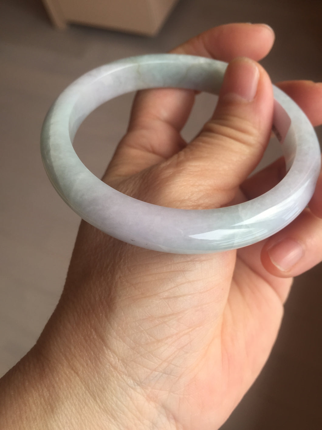 59.1mm Certified Type A 100% Natura light green white purple slim Jadeite bangle X158-3832