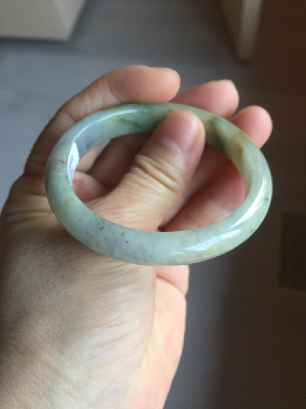 51mm certified Type A 100% Natural icy watery dark green yellow black(WuJi) oval Jadeite Jade bangle BM111-2668