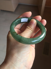 Load image into Gallery viewer, 55.5mm Certified Type A 100% Natural oily dark green(老油青)/gray Jadeite bangle BG225-3214
